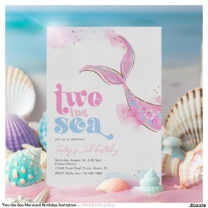 Two the Sea Mermaid Birthday Invitation