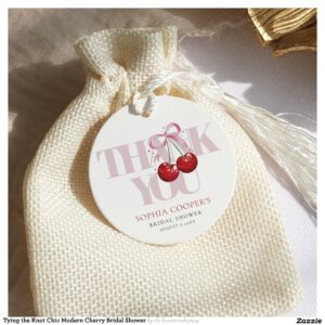 Tying the Knot Chic Modern Cherry Bridal Shower Favor Tags