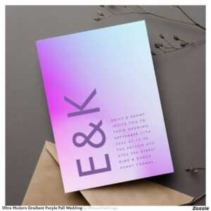 Ultra Modern Gradient Purple Fall Wedding Invitation