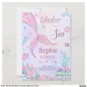 Under The Sea Birthday Invitation Mermaid Invite