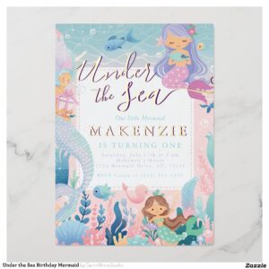 Under the Sea Birthday Mermaid Foil Invitation