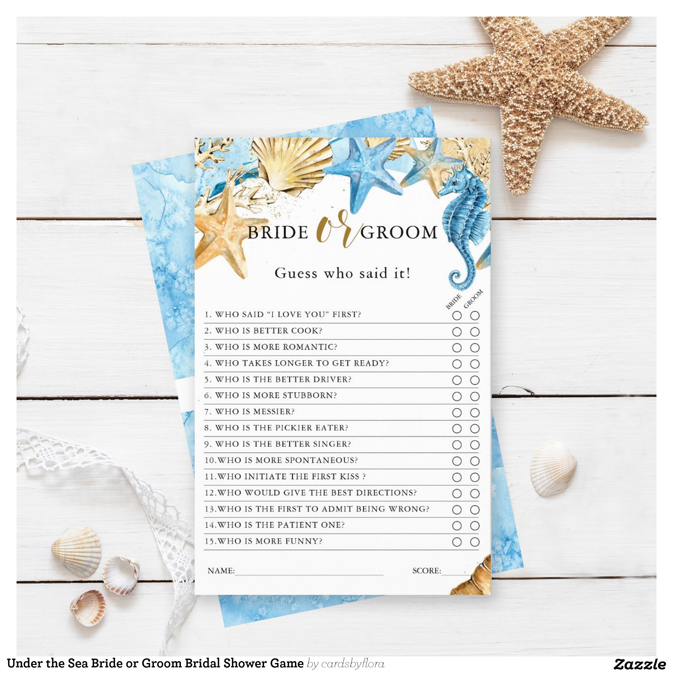 Under the Sea Bride or Groom Bridal Shower Game