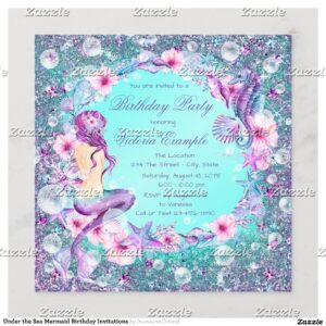 Under the Sea Mermaid Birthday Invitations