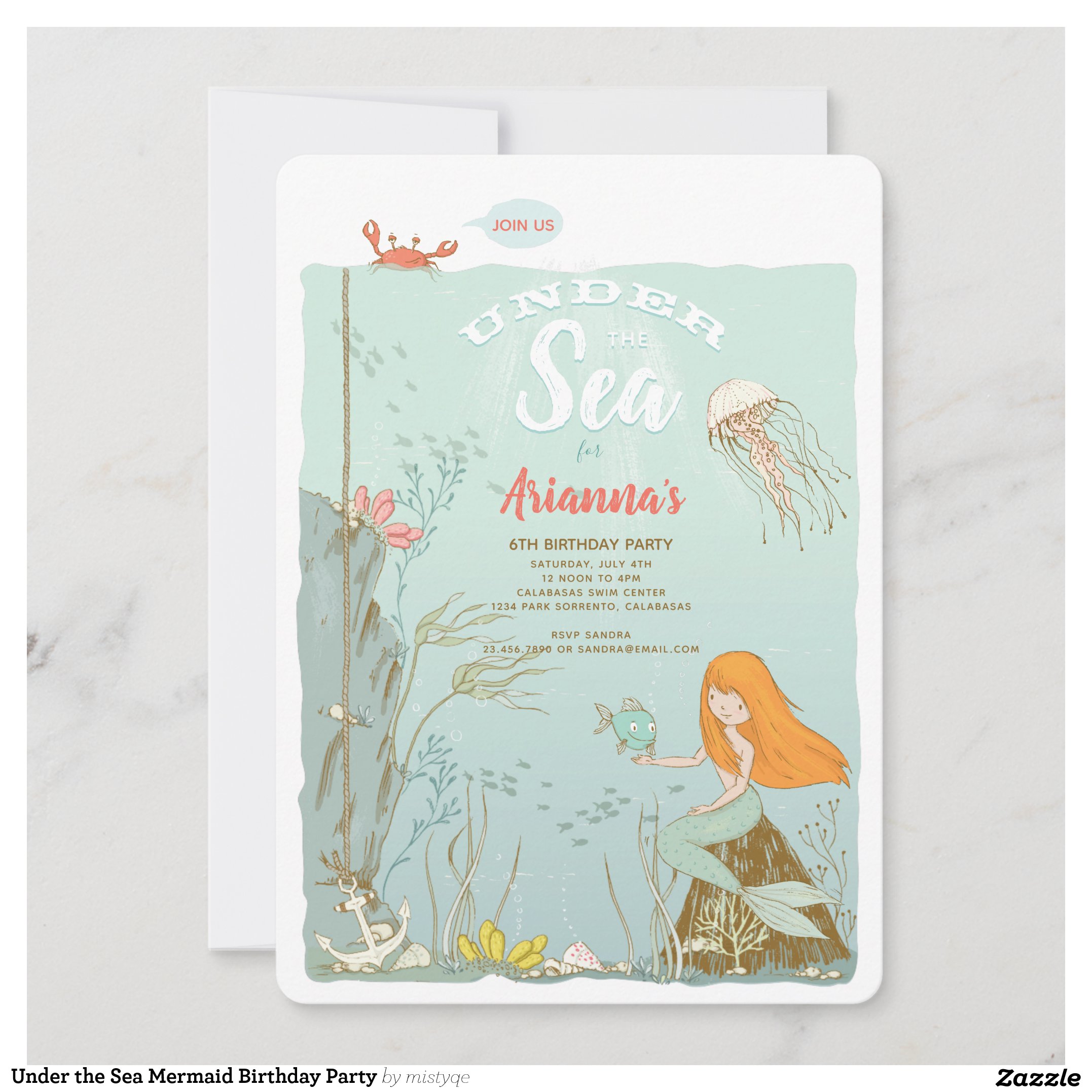 Under the Sea Mermaid Birthday Party Invitation