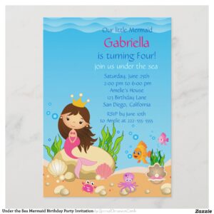 Under the Sea Mermaid Birthday Party Invitation