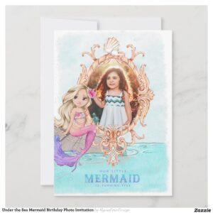 Under the Sea Mermaid Birthday Photo Invitation