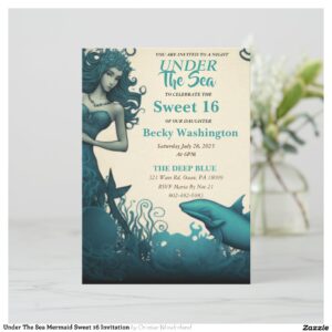 Under The Sea Mermaid Sweet 16 Invitation