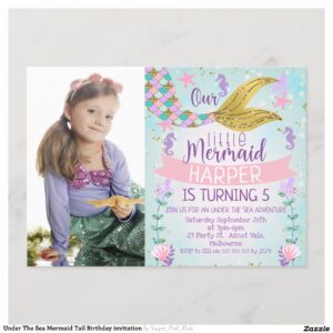 Under The Sea Mermaid Tail Birthday invitation