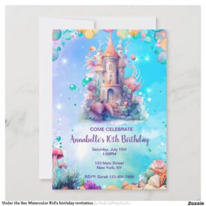 Under the Sea Watercolor Kid's birthday invitation