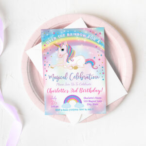 Unicorn Birthday Invitation, Unicorn Party Invite