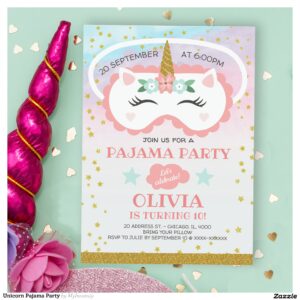 Unicorn Pajama Party Invitation