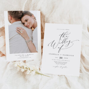 VALENTINA Elegant Minimalist Script Wedding Invitation