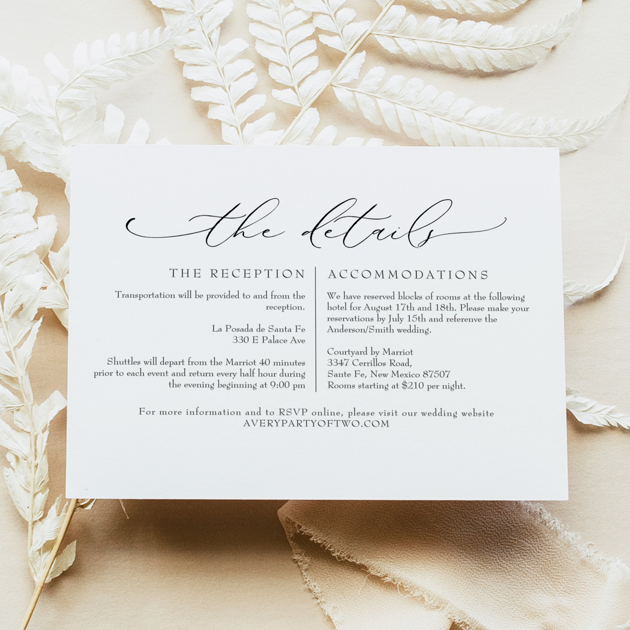 VALENTINA Minimal Script Wedding Details Enclosure Invitation