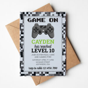 Video Game Level up Gamer Birthday Invite