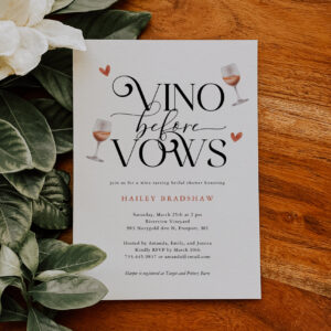 Vino Before Vows Bridal Shower Invitation