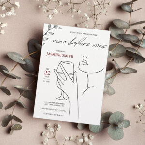 vino before vows Elegant black&white bridal shower Invitation