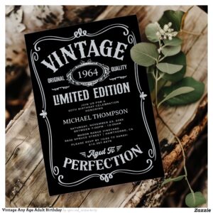 Vintage Any Age Adult Birthday Invitation