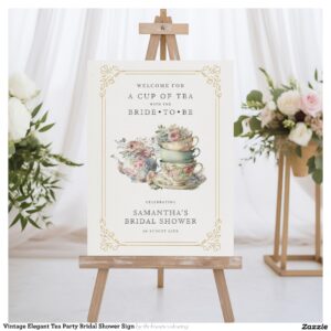 Vintage Elegant Tea Party Bridal Shower Sign