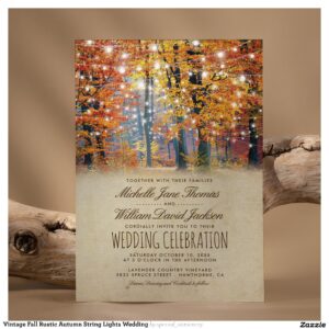 Vintage Fall Rustic Autumn String Lights Wedding Invitation