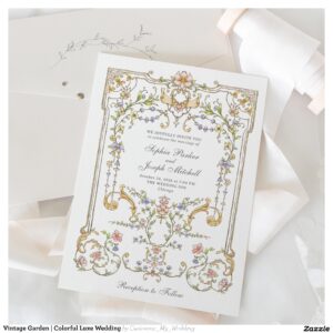 Vintage Garden Colorful Luxe Wedding Invitation