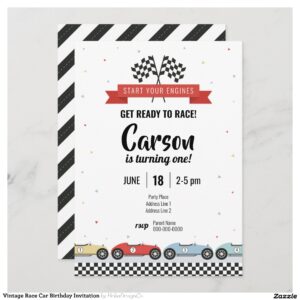 Vintage Race Car Birthday Invitation