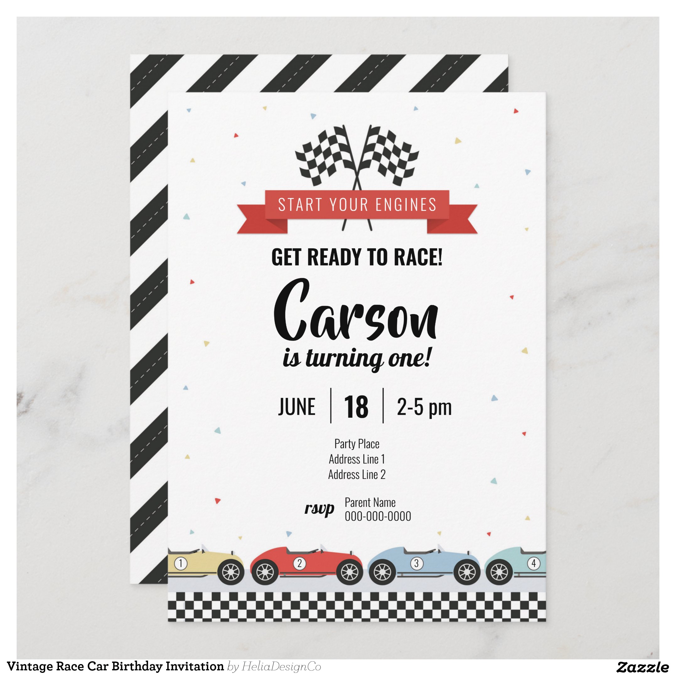 Vintage Race Car Birthday Invitation