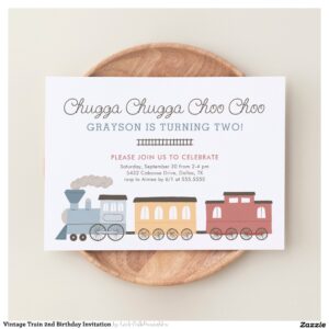 Vintage Train 2nd Birthday Invitation