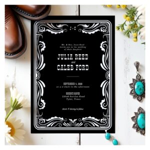 Vintage Western Cowboy Rustic Country Wedding Invitation