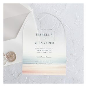 Wailea Watercolor Minimalist Elegant Beach Wedding Acrylic Invitations