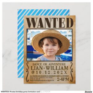 WANTED! Pirates birthday party Invitation card