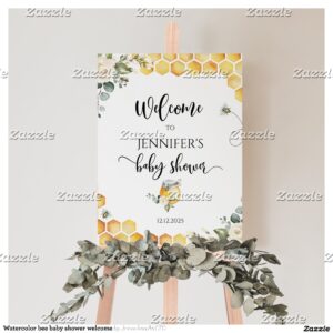 Watercolor bee baby shower welcome foam board