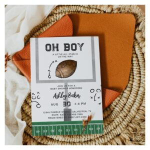 Watercolor Football Baby Shower Invitation