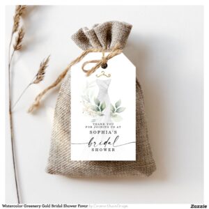 Watercolor Greenery Gold Bridal Shower Favor Gift Tags