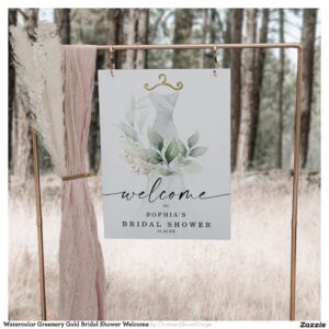 Watercolor Greenery Gold Bridal Shower Welcome Foam Board