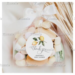Watercolor lemon baby shower favors classic round sticker