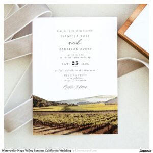 Watercolor Napa Valley Sonoma California Wedding Invitation