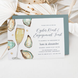 Watercolor Oysters & Champagne Engagement Party Invitation