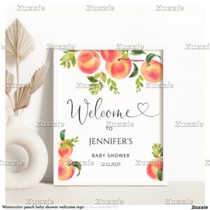 Watercolor peach baby shower welcome sign