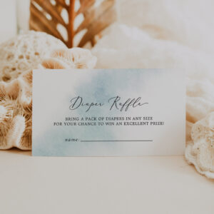 Watercolor Wash Blue Baby Shower Diaper Raffle Enclosure Card