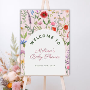 Watercolor Wildflower Baby Shower Welcome Sign