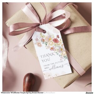 Watercolor Wildflower Purple Spring Bridal Shower Gift Tags