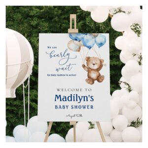 We Can Bearly Wait Teddy Bear Baby Shower Welcome Foam Board