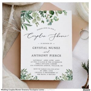 Wedding Couples Shower Greenery Eucalyptus Leaves Invitation