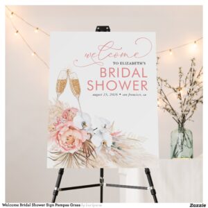 Welcome Bridal Shower Sign Pampas Grass