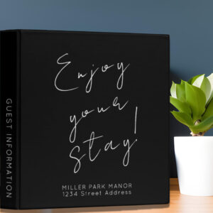 Welcome Guest Information Black 3 Ring Binder