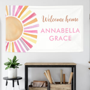 Welcome home baby girl sun boho sunshine banner