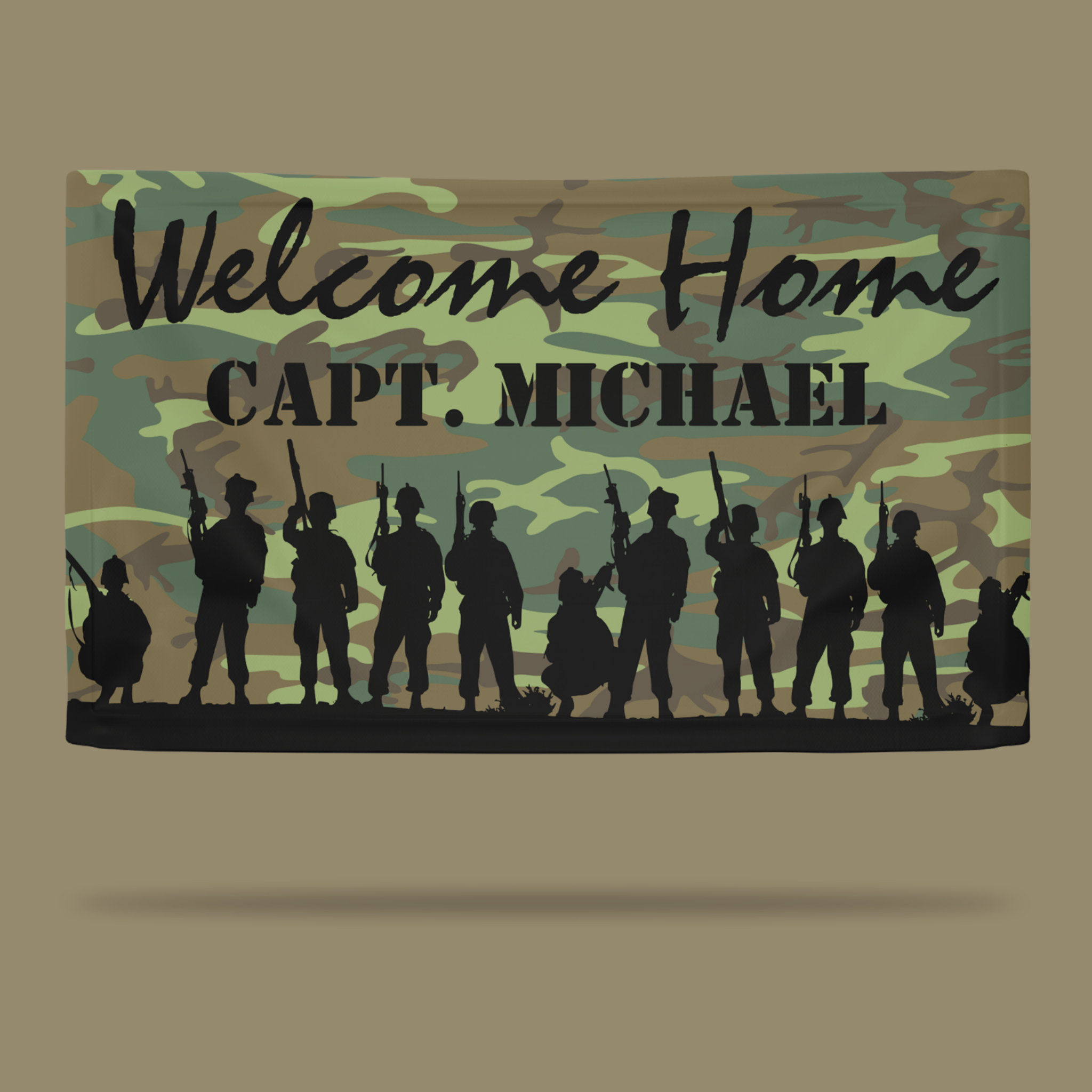 Welcome Home Soldier Military Camouflage Banner