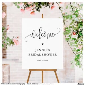 Welcome Minimalist Calligraphy + Heart, Editable Foam Board