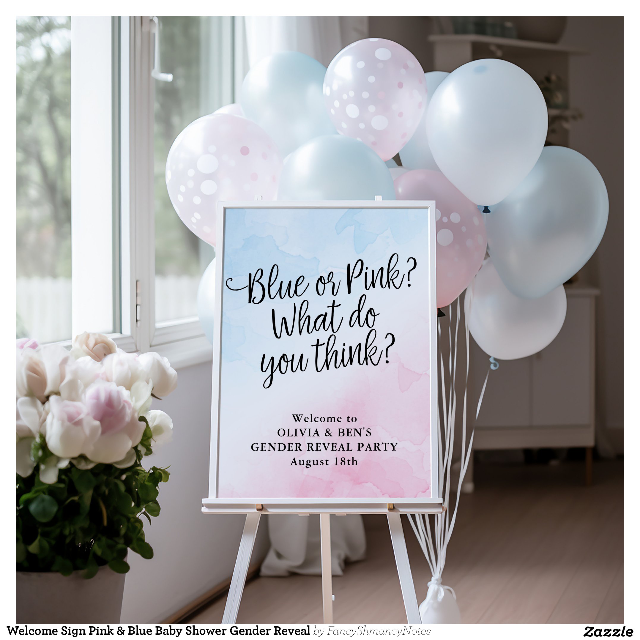 Welcome Sign Pink & Blue Baby Shower Gender Reveal