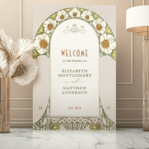 Welcome Sign Wedding Vintage Art Nouveau by Mucha